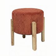 Tabouret en tissu côtelé terracotta et bois d'acacia - Scarlett