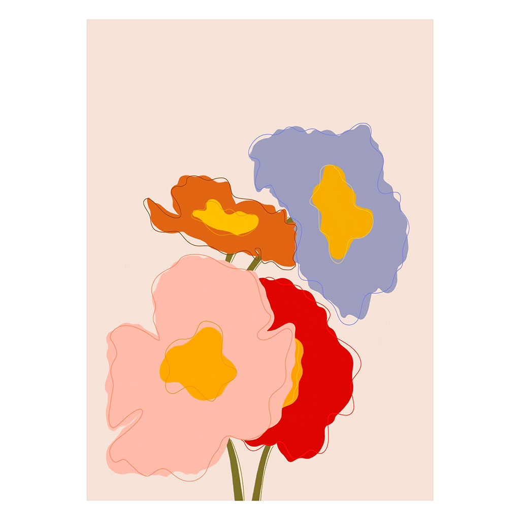 Affiche bouquet de fleurs abstraites colorées 30x40cm de Affordable