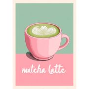 Affiche Matcha Latte rose et vert pastel 30x40cm
