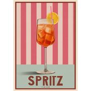 Affiche Spritz rayé rose et bleu 30x40cm