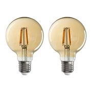 Ampoules LED globe (x2) filament ambrée E27 8W