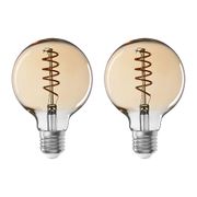 Ampoules LED globe (x2) filament spirale ambrée E27 4W