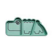 Assiette à compartiments avec ventouse en silicone vert - Croco