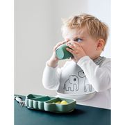 Assiette à compartiments avec ventouse en silicone vert - Croco