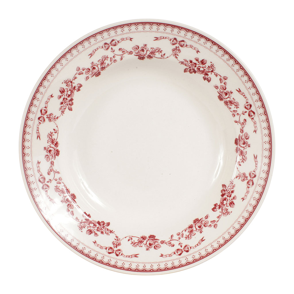 Assiette creuse en faïence bordeaux d23cm - faustine
