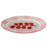 Assiette ovale en céramique rouge et blanc 30x20cm - Tomate