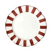 Assiette plate en céramique rayée blanc et bordeaux d27cm - Cléo