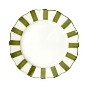Assiette plate en céramique rayée blanc et vert d27cm - Cléo