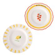 Assiettes à dessert x2 en céramique jaune et blanc d20cm - Appetito