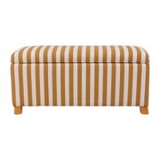 Banc coffre en coton rayé camel et bois d'hévéa - Belly