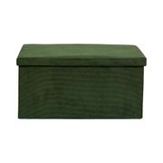Banc coffre pliable en tissu côtelé vert sapin - Pauline