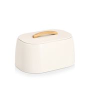 Boîte à pain en métal crème et hévéa 23x33cm