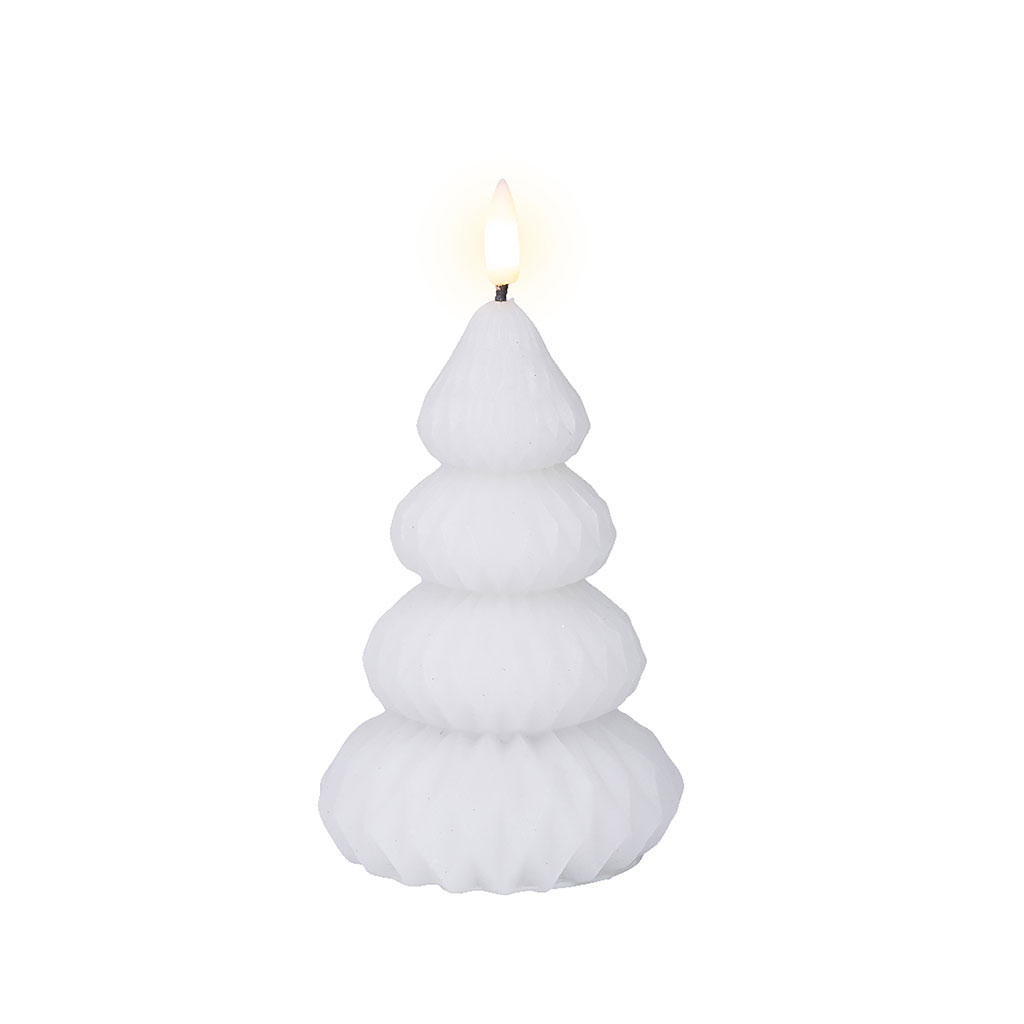 Bougie LED sapin blanc h13cm