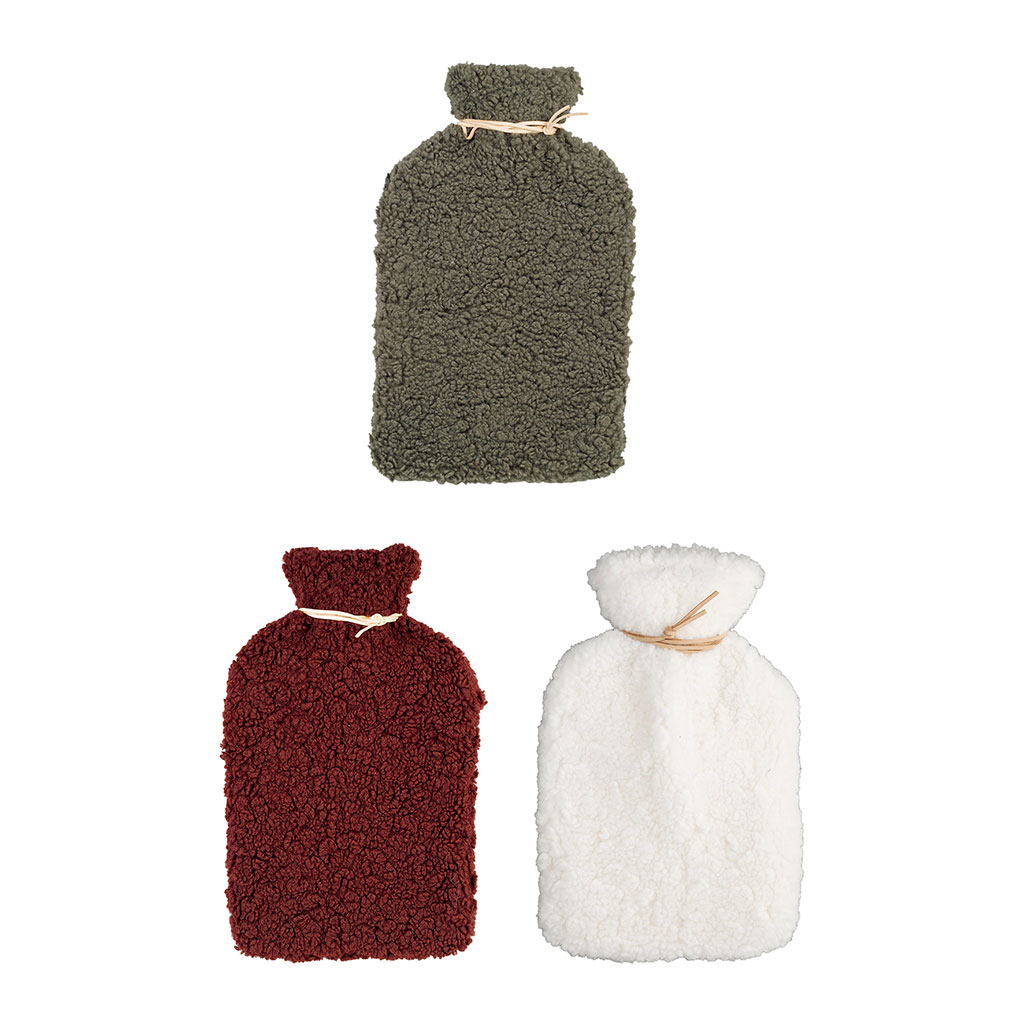 Bouillottes x3 en tissu écru, kaki et bordeaux 20x30cm - Songes