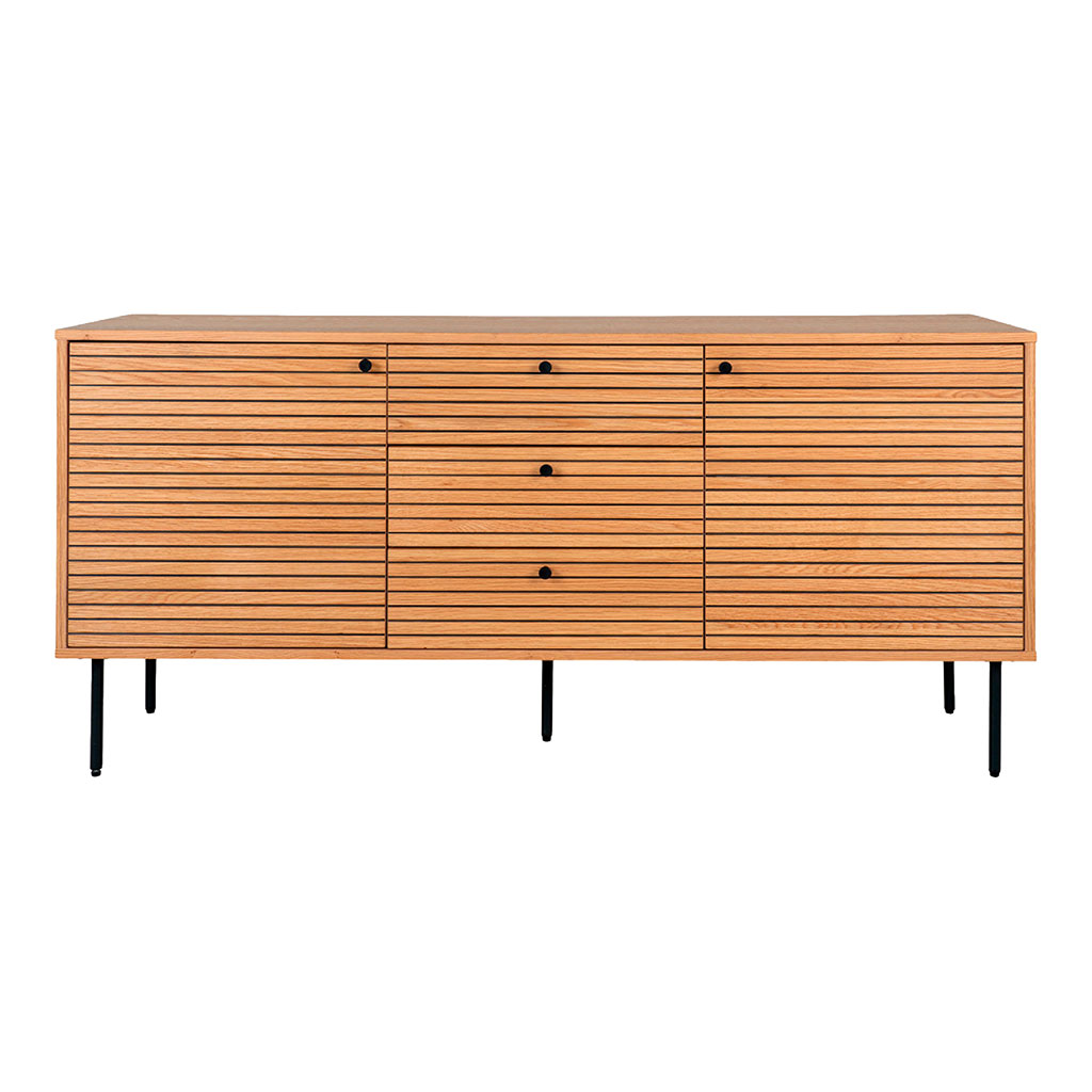 Buffet 2 portes et 3 tiroirs en bois naturel L150cm - Kimi