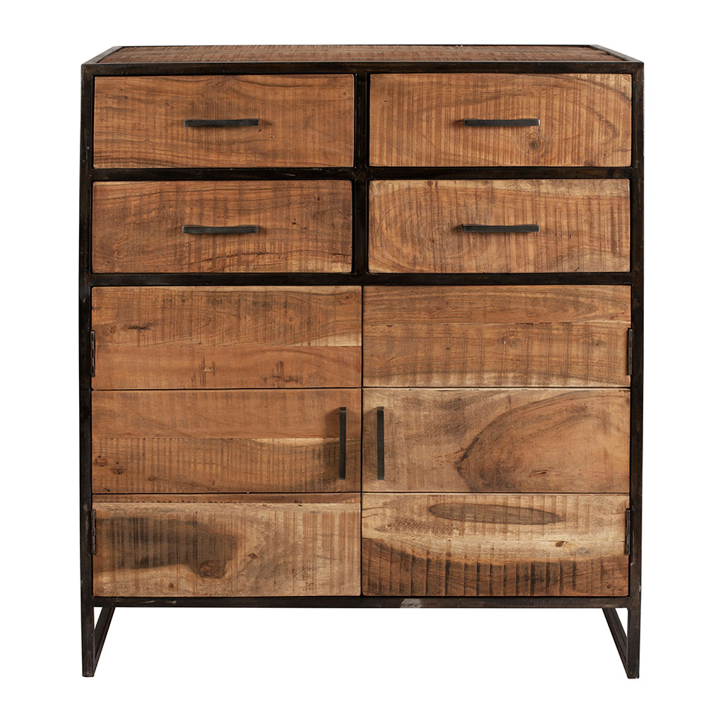 Buffet bas en acacia et fer 2 portes H105cm -Factory 