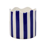 Cache-pot en grès rayé indigo et blanc d11cm - Artist