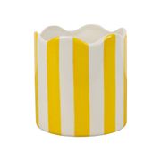 Cache-pot en grès rayé jaune et blanc d11cm - Artist