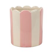 Cache-pot en grès rayé rose et blanc d16cm - Artist