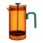Cafetière à piston striée en verre borosilicate ambre et émeraude 1L