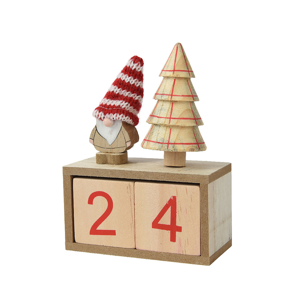 Calendrier de noël en pin h13cm