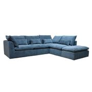 Canapé modulable 4 places bleu grisé avec pouf - Auguste