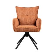 Chaise avec accoudoirs pivotante en velours côtelé camel - Moda