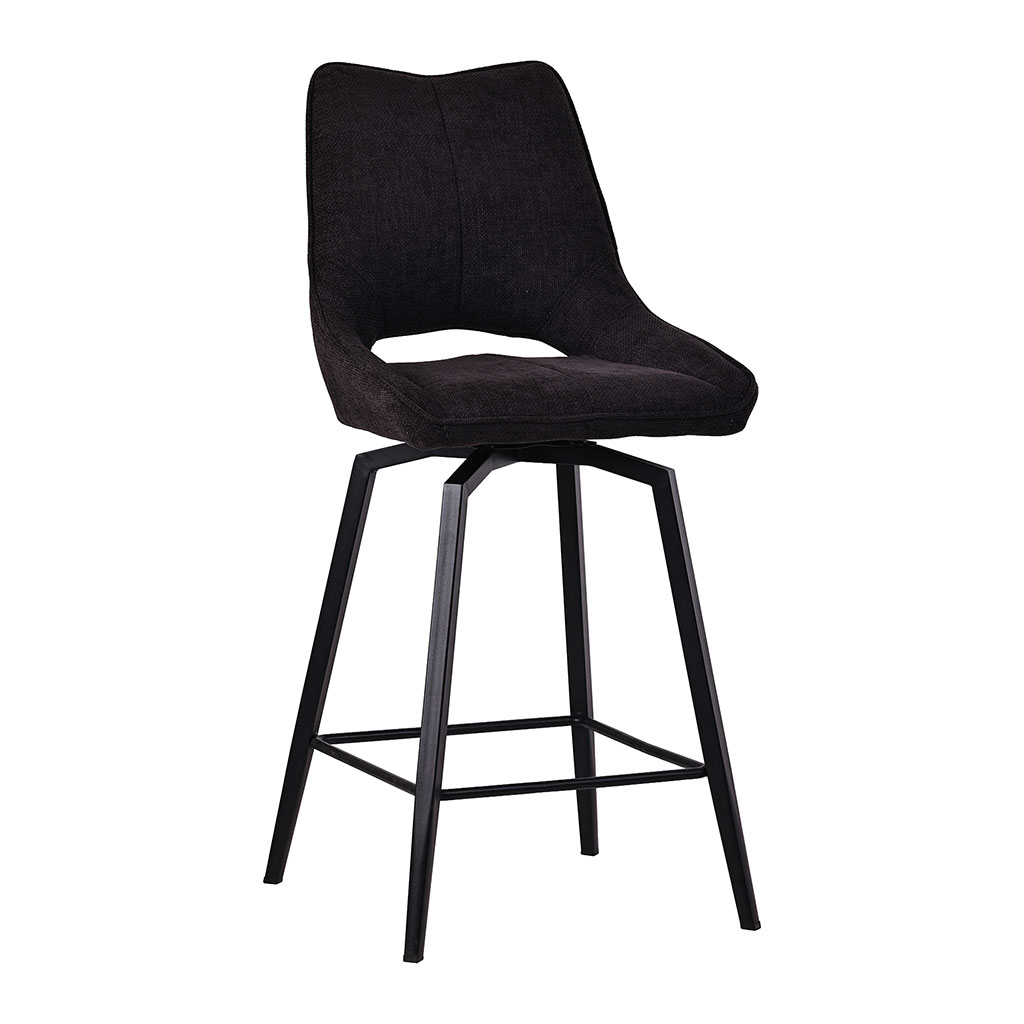Chaise de bar pivotante en tissu marron - Stockholm