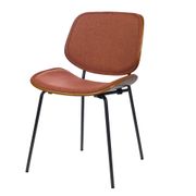 Chaise de salle à manger en tissu orange et noyer - Atlanta