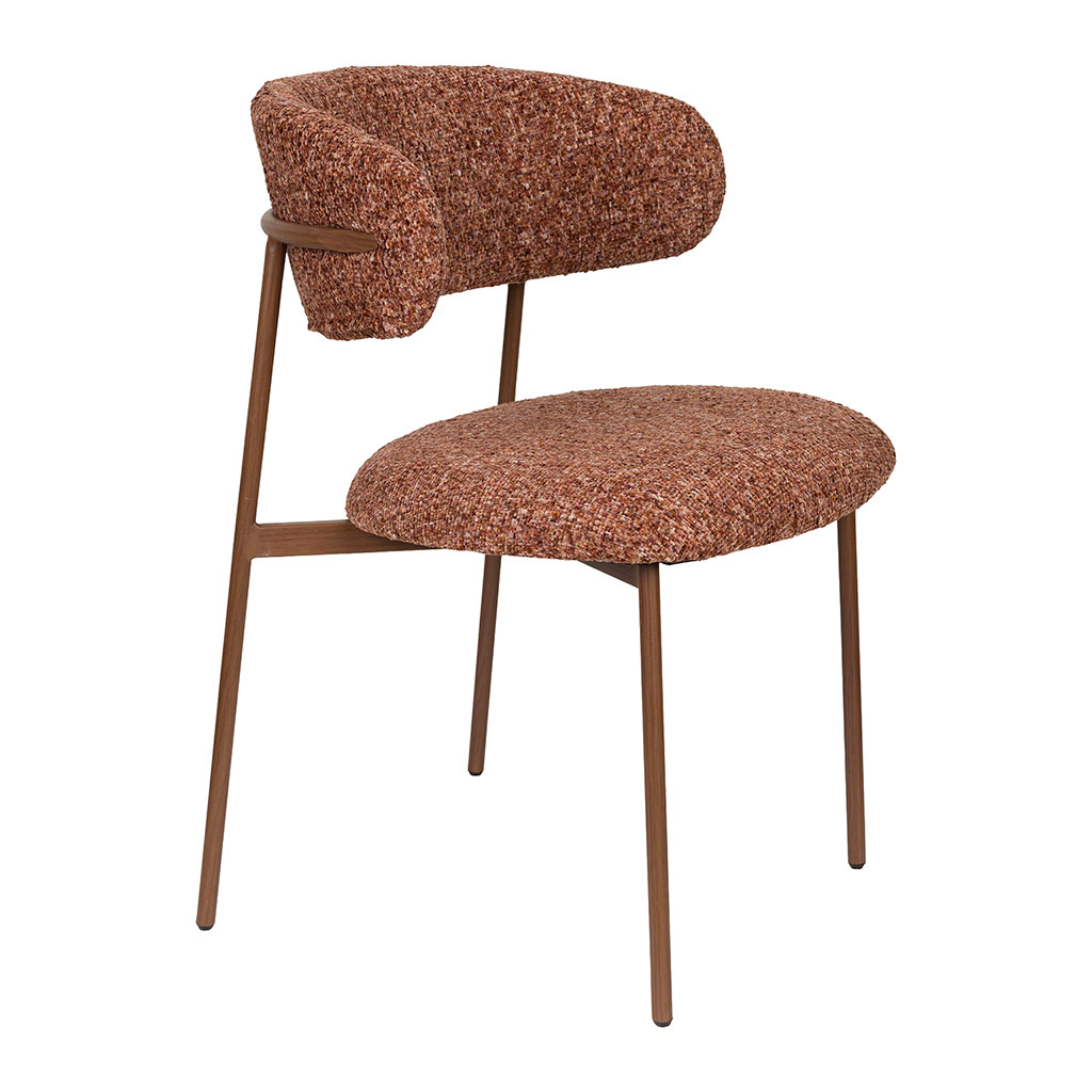 Chaise de salle à manger en tissu terracotta - Claes