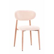Chaise de salle à manger en tissu terracotta et pieds en métal effet chêne clair - Copenhague