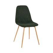 Chaise de salle à manger en velours côtelé vert et pieds effet bois - Pauline