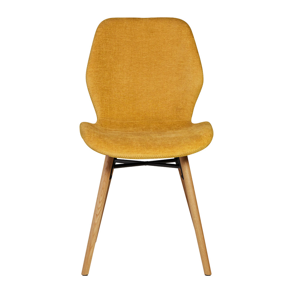 Chaise salle à manger en tissu soft touch moutarde - Keri