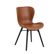 Chaise salle à manger aspect cuir rétro cognac - Batla