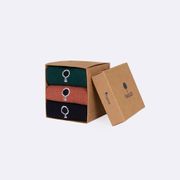 Chaussettes vegan x3 bleu marine, vert foncé et rose brique 39/42