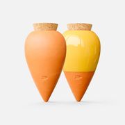 Coffret duo diffuseur d'eau en argile terracotta et jaune moutarde - Olla