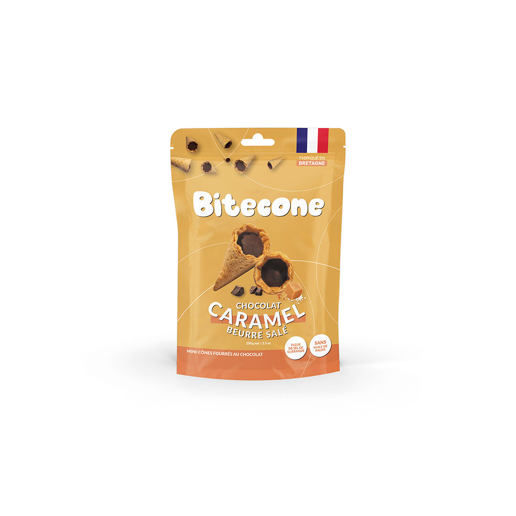 Cônes fourrés chocolat et caramel beurre salé