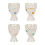 Coquetiers x4 en grès multicolore moucheté - Famille