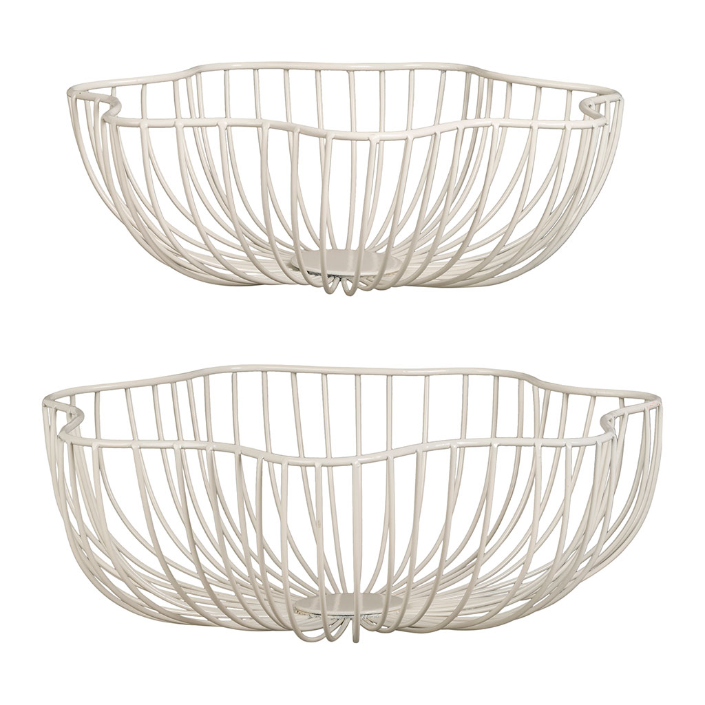 Corbeilles x2 en fer écru d28/d32cm - Campagne