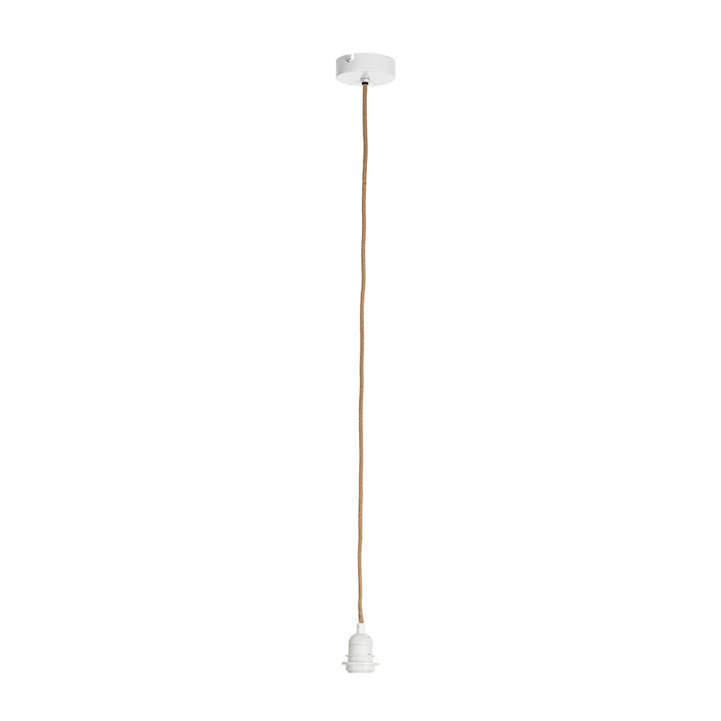 Cordon électrique pour suspension en tissu naturel et blanc E27 0.80M