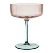Coupe de champagne en verre strié rose et sauge 30cl - Adria