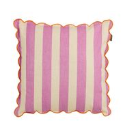 Coussin en coton rayé lilas et écru 45x45cm