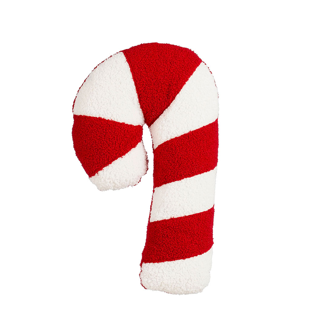 Coussin sucre d'orge en tissu rouge et blanc h45cm