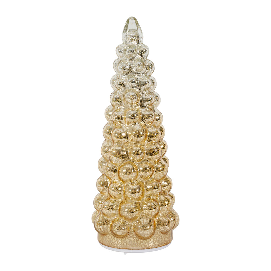 Déco LED sapin en verre doré h28cm - Fasti
