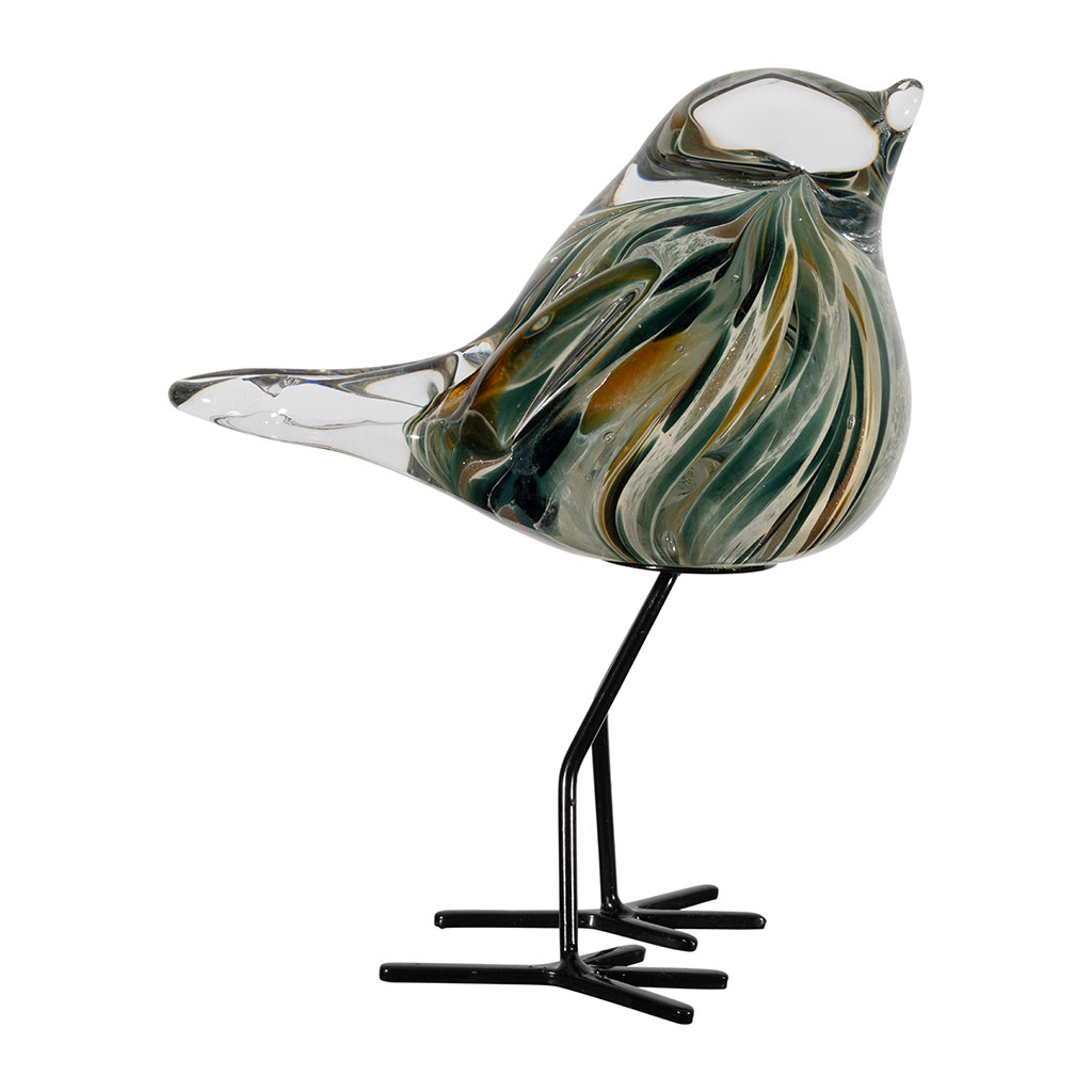 Deco moineau en verre émeraude et doré - Serin