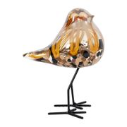 Déco moineau en verre et fer brun - Serin