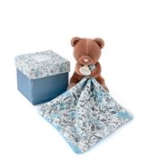 Doudou ours pantin avec mouchoir bleu H12cm - Boh'Aime