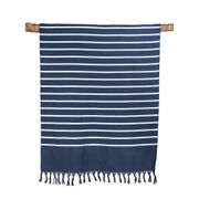 Drap de plage en coton marinière bleu marine 90x180cm - Pestamal