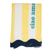 Drap de plage en coton rayé jaune et bleu 170x85cm - Medi