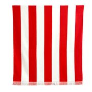 Drap de plage en coton rayé vermillon et blanc 90x170cm - Porto